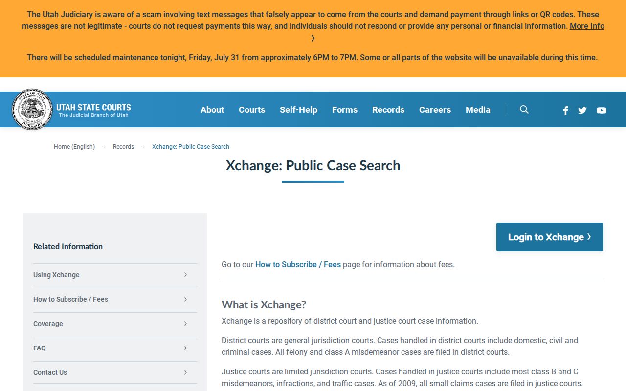 Clearfield people search through Utah Xchange court records