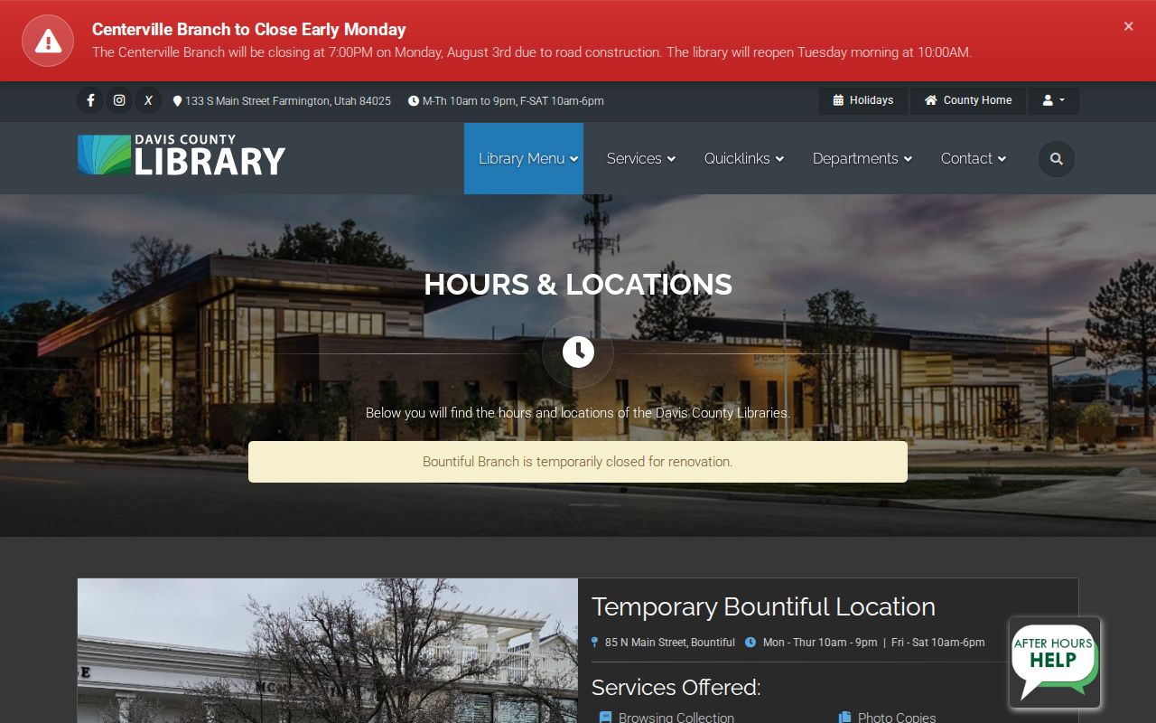 Clearfield people directories Davis County Library branch listing