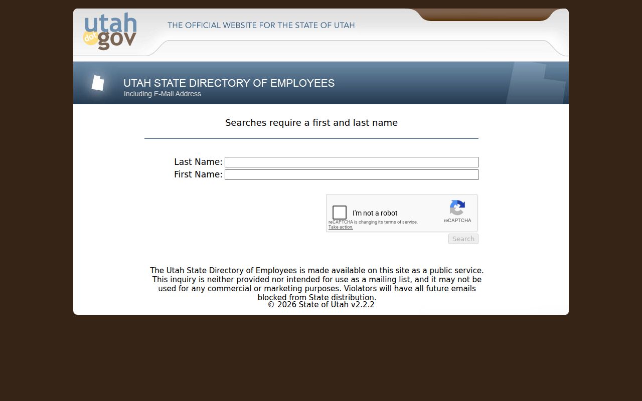 Clearfield voter registration comparison with Utah State Employee Directory search